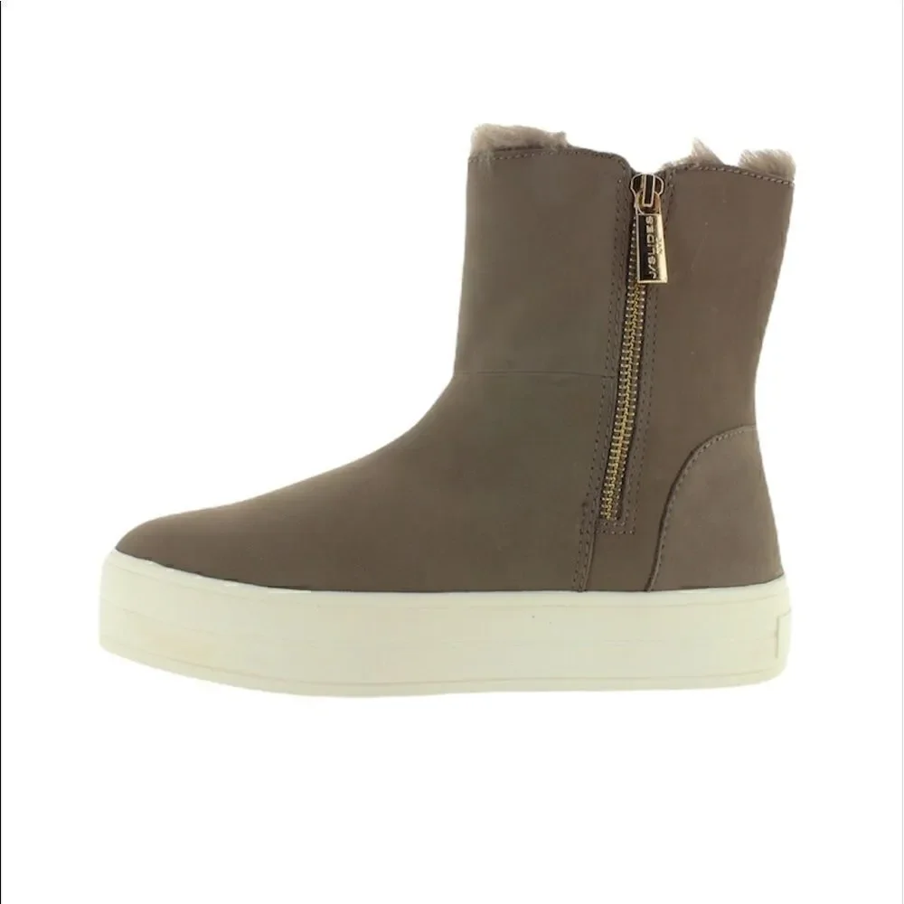 JSLIDES HENLEY - TAUPE NUBUCK DUAL-ZIP FUR LINED PLATFORM SNEAKER BOOT